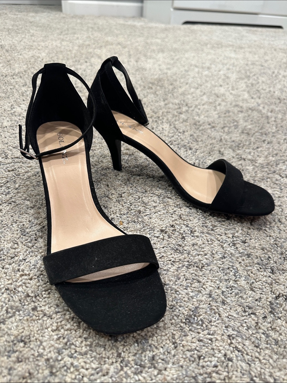 Sol Sana Black Suede Ankle-Tie Open-Toe Heels